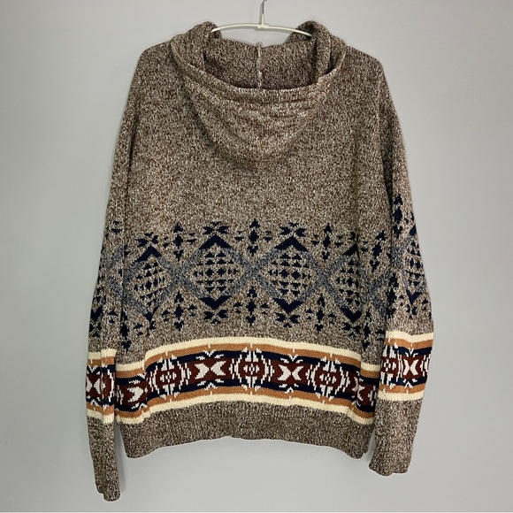 Lucky Brand Patterned Hooded Sweater – Tan, XL - Picture 5 of 11